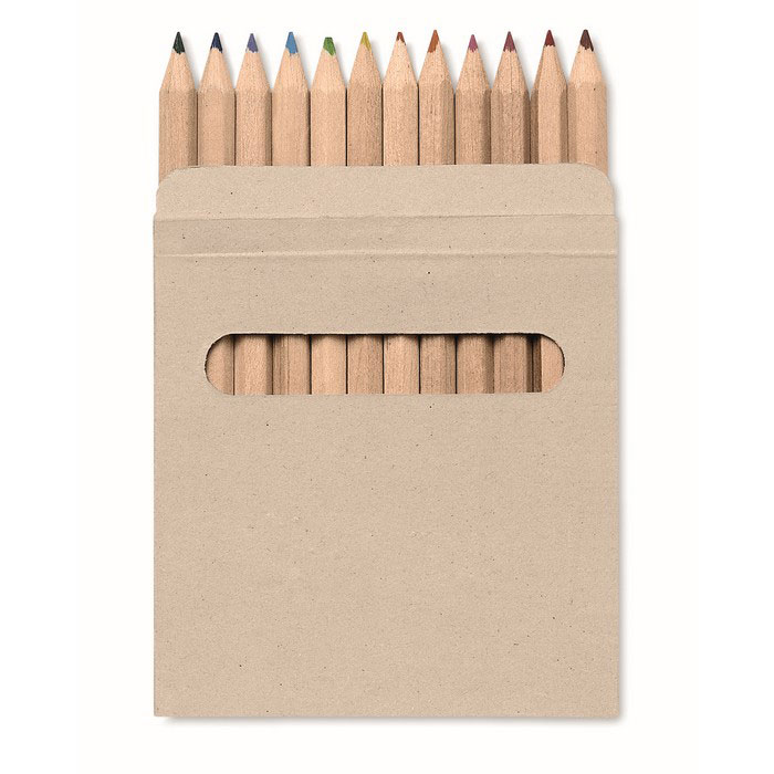 Комплект от 12 цветни моливи в натурална картонена кутия - ARCOLOR