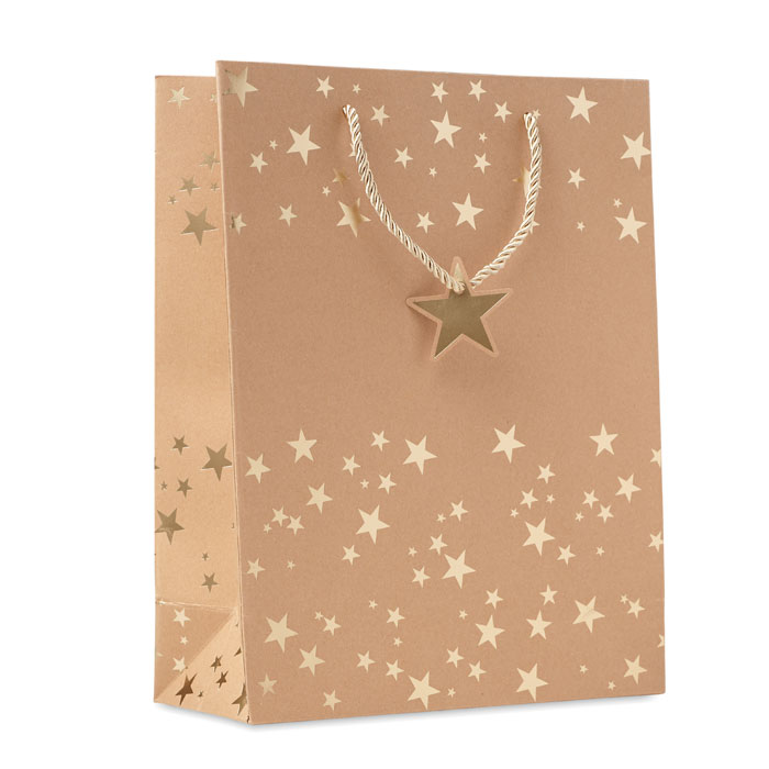 Sparkle Elegant Gift Kraft Paper Bag with Seasonal Pattern