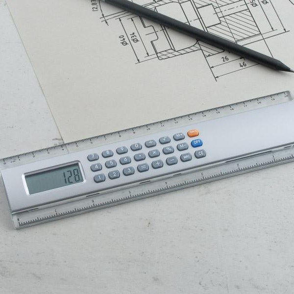 Ruler with Calculator CAL-8818, Plastic Body