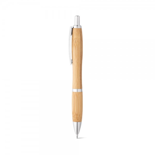 NICOLE. Bamboo ball pen with clip and metal trim