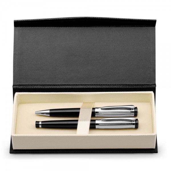 ORLANDO. Metal Rollerball and ballpoint pen set with clip