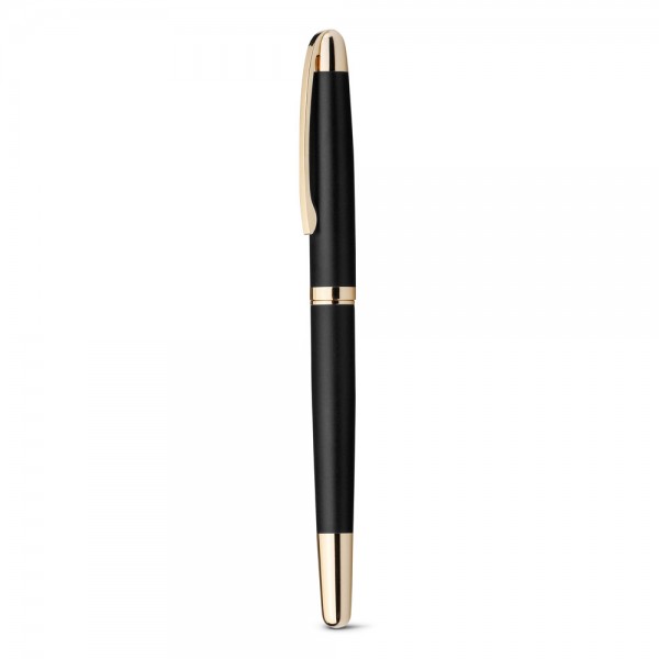EZEKIEL ROLLER Metal Rollerball Pen – Black with Gold Accents