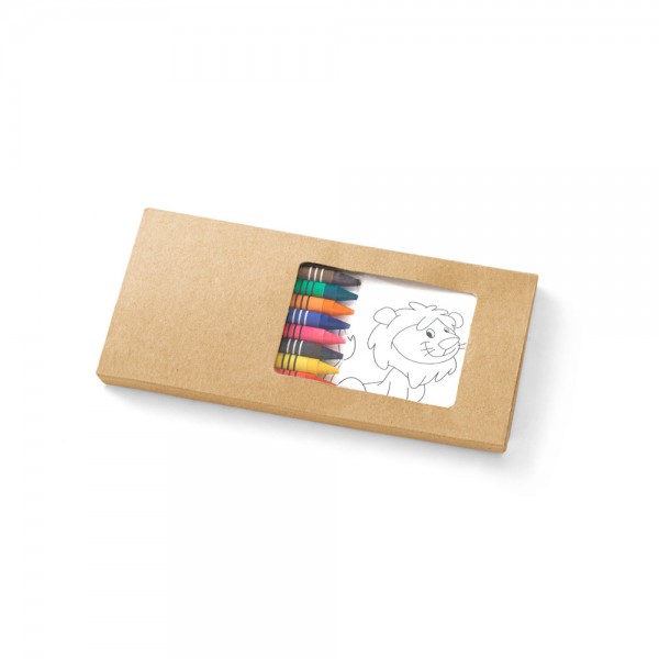 JAGUAR. Colouring Set with 8 Crayons & 8 Cards, Kraft Paper Box