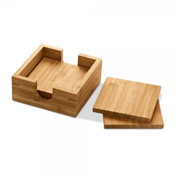 GAUTHIER. Set of 4 Bamboo Coasters in Kraft Gift Box