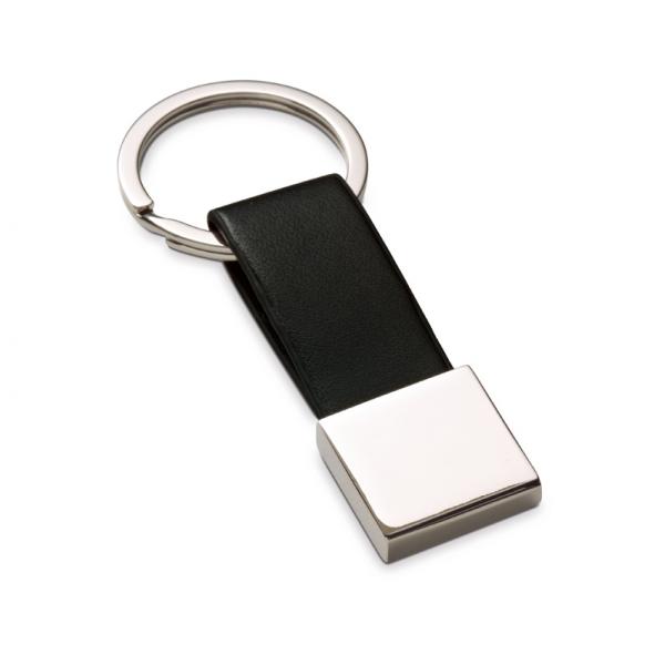 Leather Keychain with Square Metal Plate