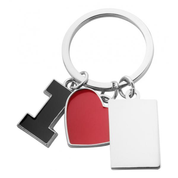 I Love Keychain with Branding Plate