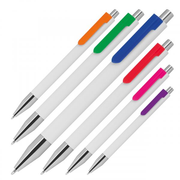 Plastic Pen with Color Clip and Chrome Details