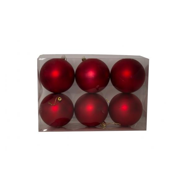 Set of 6 Christmas Baubles in Transparent Box