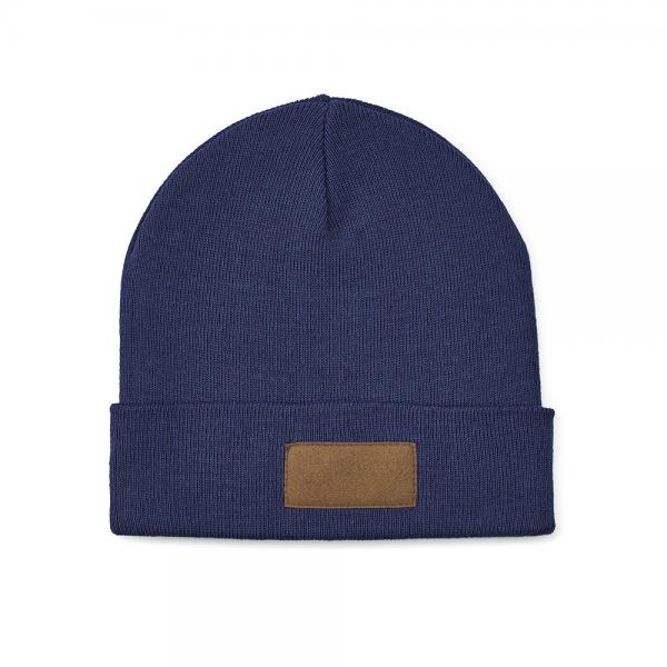 Wool and rPET Beanie with Fold and Customizable Patch - Cobain