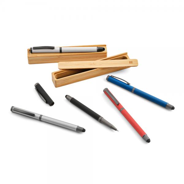 Woolf Pen - Recycled Steel with Cap and Bamboo Case, 1 Km Black Ink