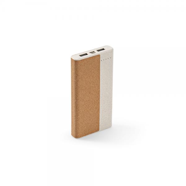 Powerbank ARCHIMEDES 10000mAh with cork and straw, USB and wireless charging