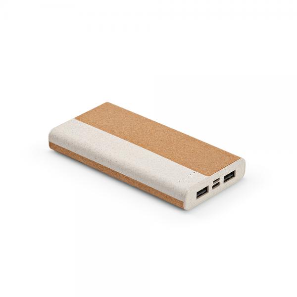 Powerbank ARCHIMEDES 10000mAh с корк и слама, USB и безжично зареждане