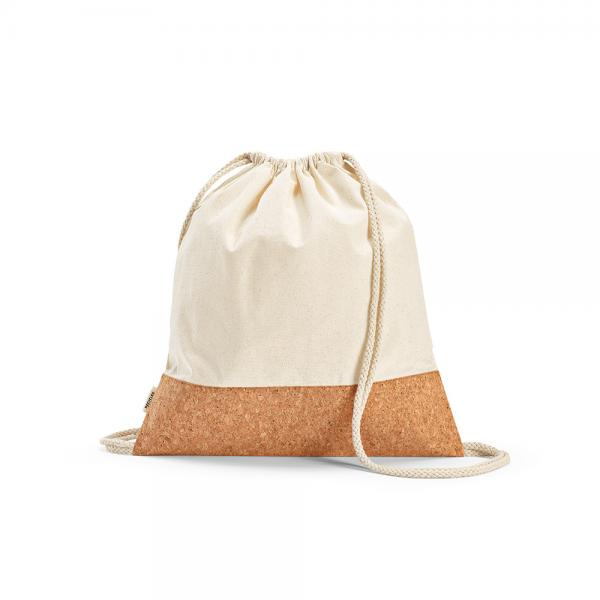 ORIZABA drawstring bag made from recycled cotton and rPET with cork bottom, 180gsm