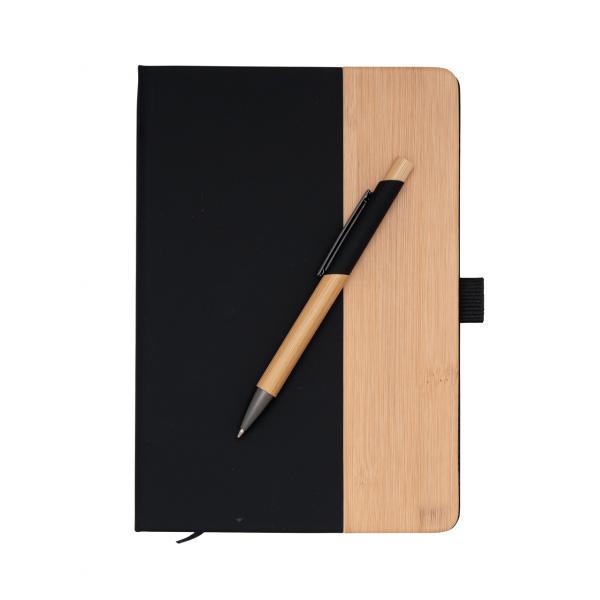 A5 Notebook from Eco Leather and Bamboo with Pen
