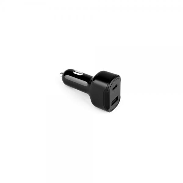 DIRAC. Адаптор за запалка за кола с порт USB-A 18W и USB-C 20W от 100% rABS