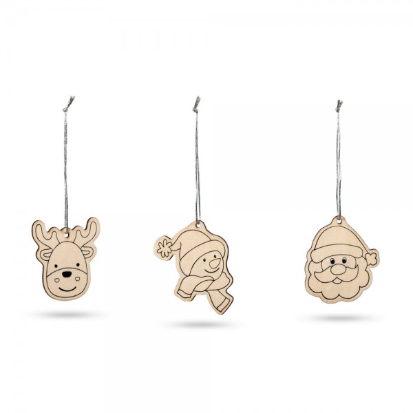 WINDHAM Wooden Christmas Decoration Colouring Set with Coloured Pencils