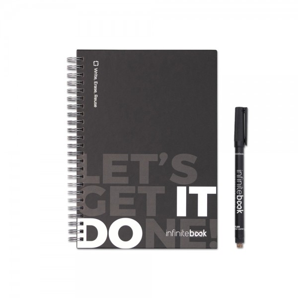 STARTER KIT INFINITEBOOK A5 – Reusable Notebook Starter Kit with Hard Cover, Marker & Cleaning Set