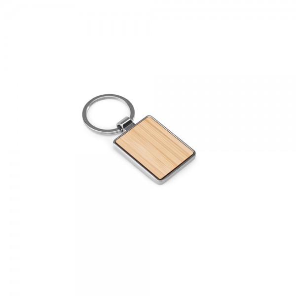 GASTON RECTANGULAR Bamboo and Zinc Alloy Keychain