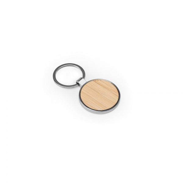 GASTON ROUND Bamboo and Zinc Alloy Round Keychain