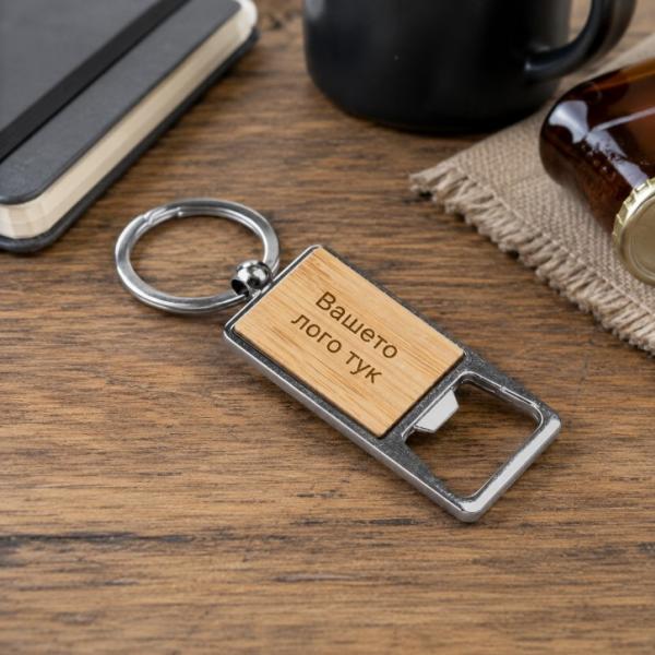 Bamboo Keyring with Bottle Opener for Custom Branding