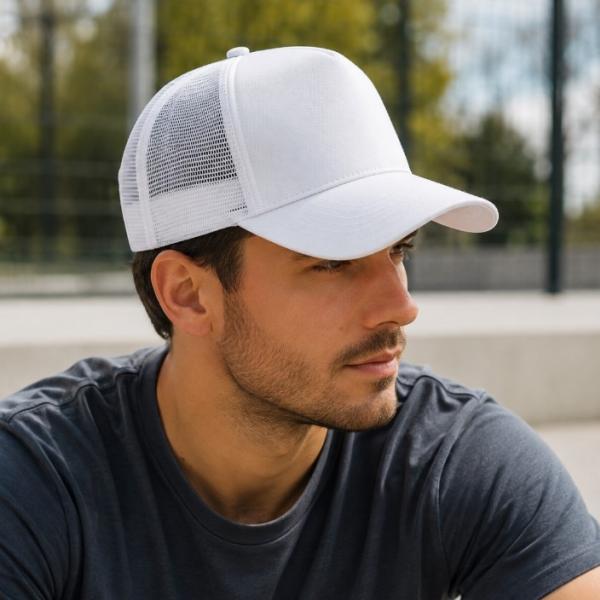 5-Panel Mesh Cap in Recycled Cotton and rPET for Custom Branding
