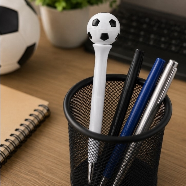 Spinner Plastic Ballpoint Pen with Football Topper
