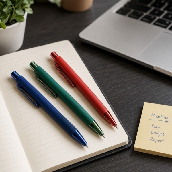 Metal Ballpoint Pen with Jumbo Refill and Blue Ink