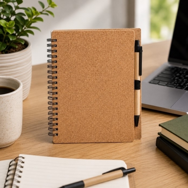 Eco Notebook with Eco Pen Made of Cork and Recycled Paper