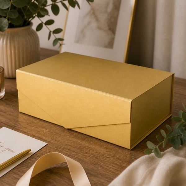 Luxury gold gift box with magnetic closure - S
