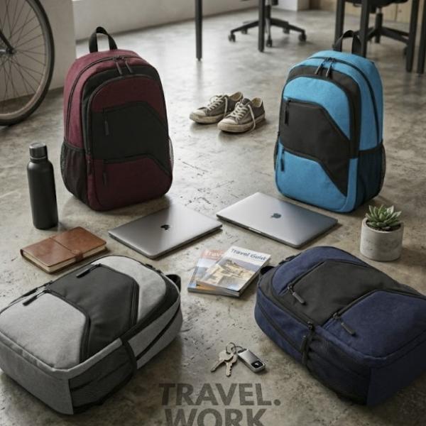 Business Backpack with Luggage Strap and Multiple Pockets
