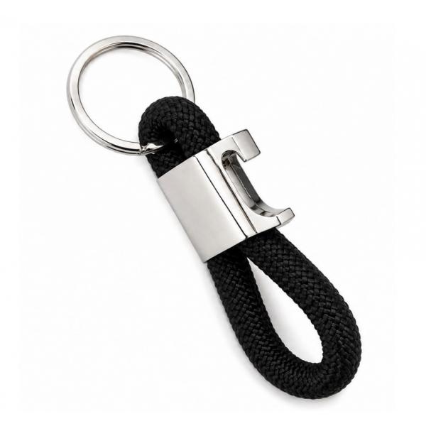 Textile and Metal Bottle Opener Keychain