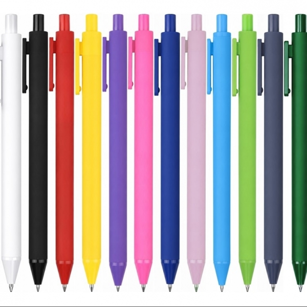 Plastic Ballpoint Pen with Push Button - Various Colors