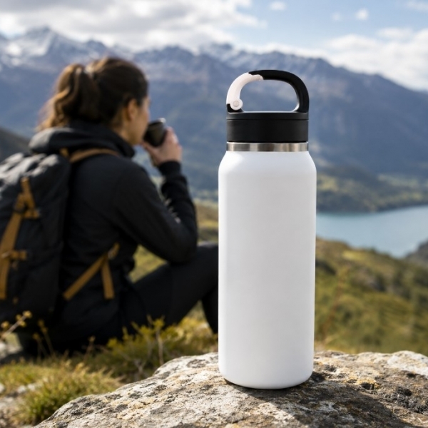 550 ml Double-Wall Stainless Steel Bottle with Carabiner-Style Handle