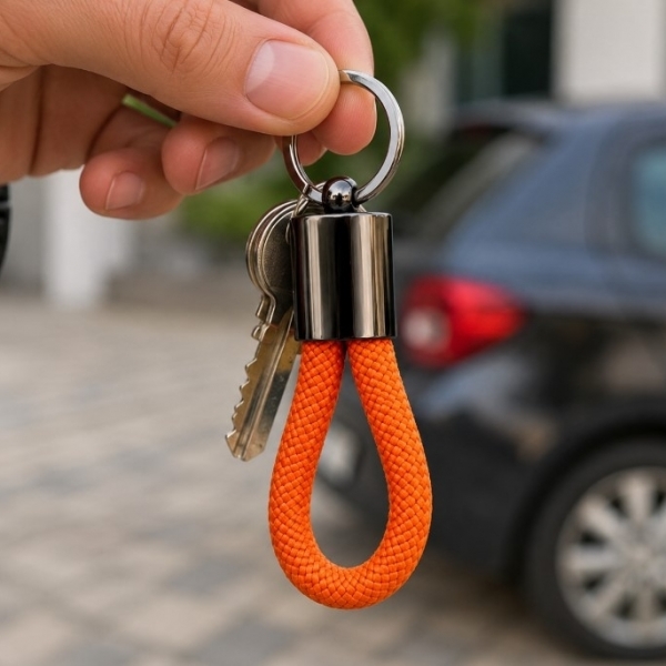 Polyester Keychain with Metal Accent