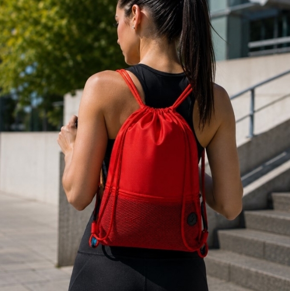 Sports Drawstring Bag with Front Zipper Pocket