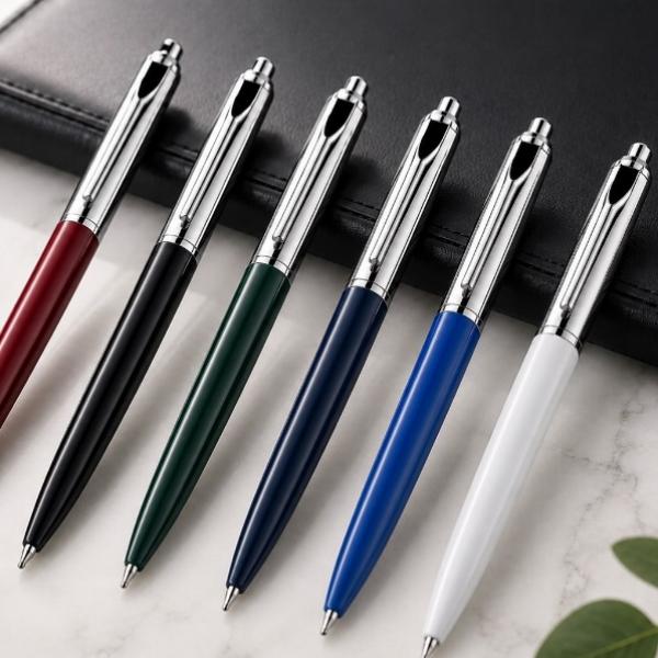 Plastic Ballpoint Pen with Chrome Trim