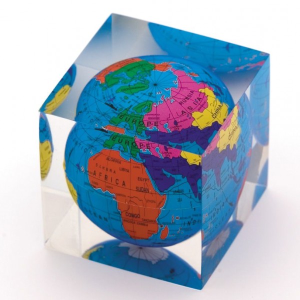 Square Acrylic Desk Stand with Globe