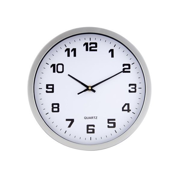 Wall clock with silver frame and black numbers 300 mm ALEXANDER