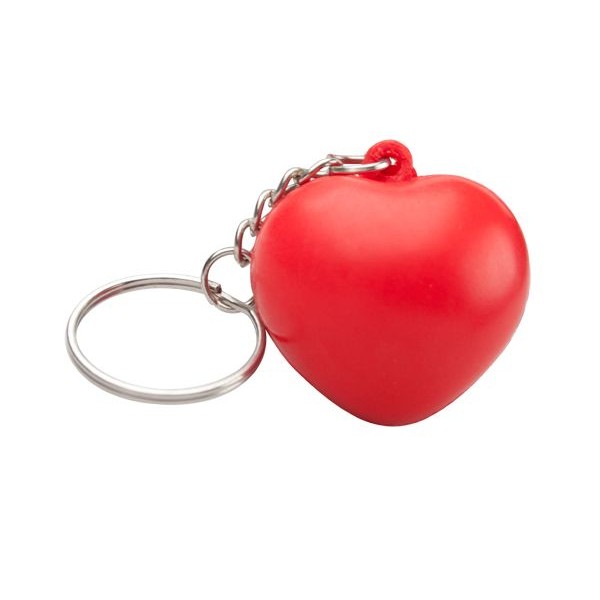 Keychain with anti-stress heart-shaped figurine