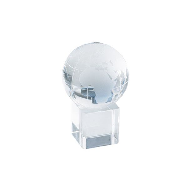 SATELITE Crystal Figure - Globe on Transparent Cube