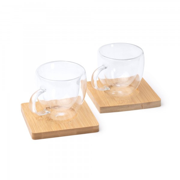 Double-Wall Espresso Cup Set with Coasters