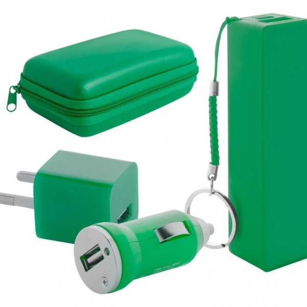 Комплект с преносима батерия 2200 mAh, зарядно за кола и адаптор - Rebex