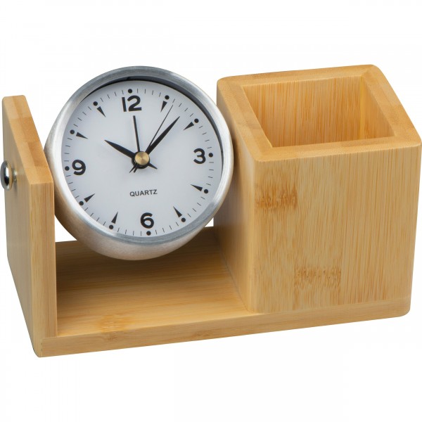 Bamboo Pencil Holder with Clock MM