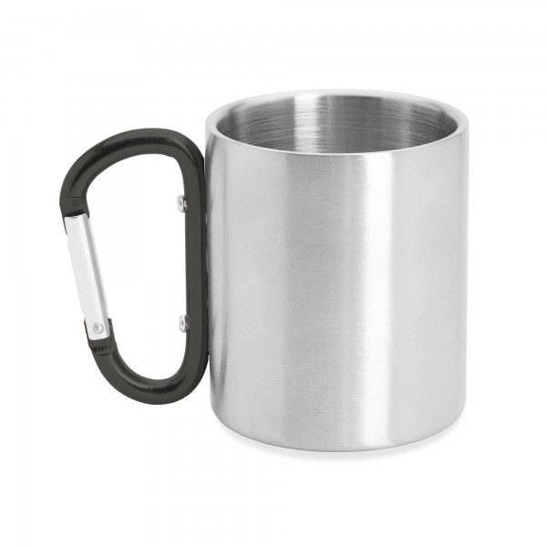 Double-Walled Stainless Steel Mug with Carabiner Handle Motto