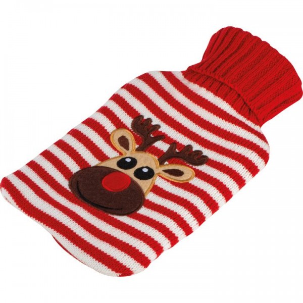 Christmas Hot Water Bottle in Knitted Woolen Sock 500 ml