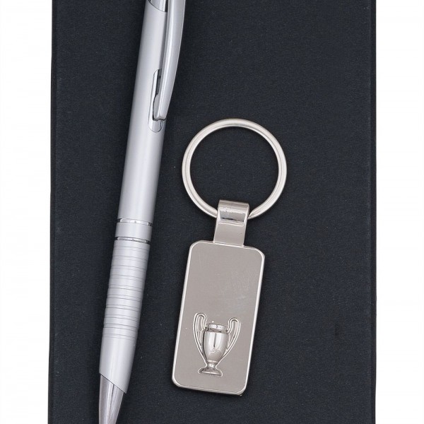 Pen and Rectangular Keychain with Trophy in Gift Box