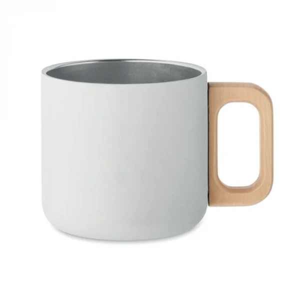 Double-Walled Mug with Wooden Handle, 350 ml