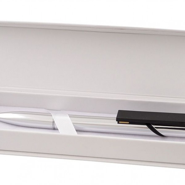 F. Bartholdi Metal Pen with 32 GB USB Memory in White Gift Box