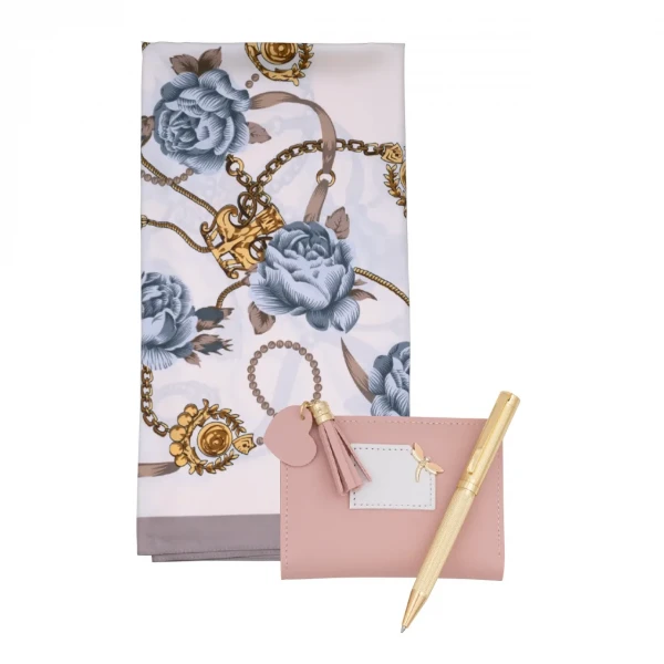 F. Bartholdi Ladies’ Gift Set with Scarf, Purse and Gold Pen