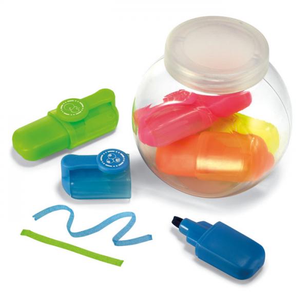 Fun For Five Set of 5 Highlighters with Clip in Transparent Box